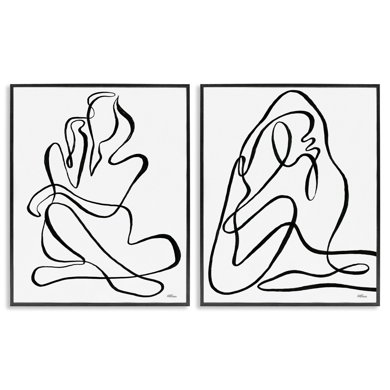Stupell Industries Minimalist Female Figure 2 pc Framed Giclee Wall Art Set Design by Cat Thurman Designs